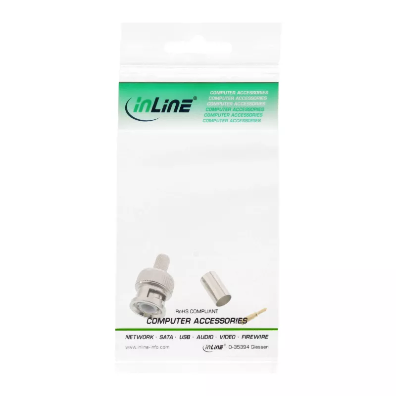 InLine BNC-Crimpstecker für RG59-Videokabel, Bronze, 7 g, 70 mm, 123 mm, 15 mm, 9 g