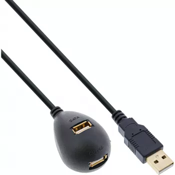 InLine USB 2.0 Kabel Typ A Stecker / Buchse, mit Basis, schwarz, 2m