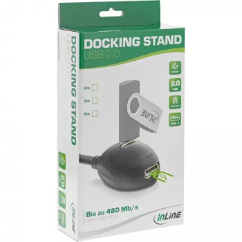 InLine USB 2.0 Kabel Typ A Stecker / Buchse, mit Basis, schwarz, 2m