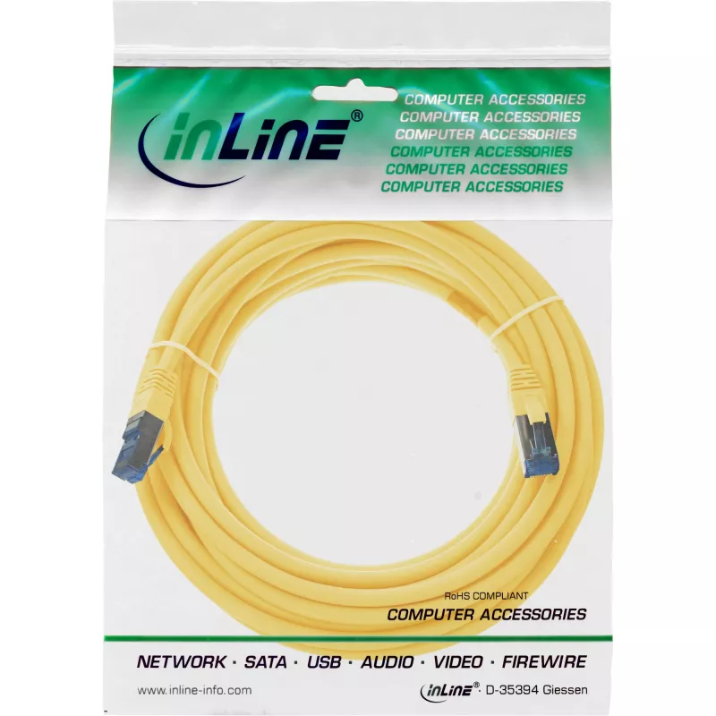 InLine Patchkabel S/FTP PiMF Cat.6A halogenfrei 500MHz gelb 10m