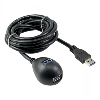 InLine USB 3.2 Gen.1 Kabel USB Typ A M / A F + Strom, mit Ständer, schwarz, 2 m