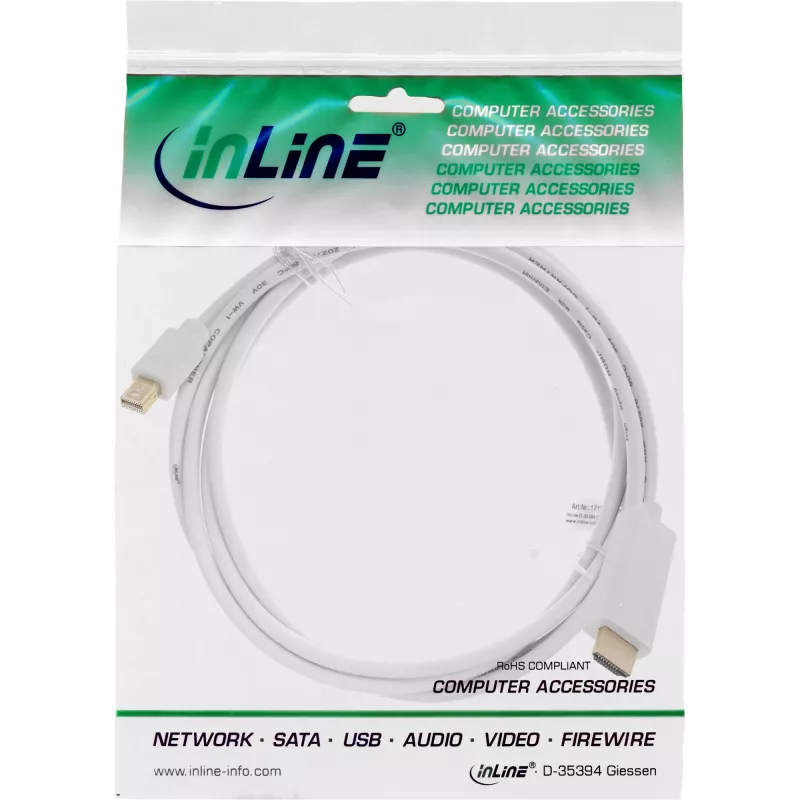 InLine Mini DisplayPort auf HDMI 4K2K mit Audio Konverterkabel 4K2K 5m