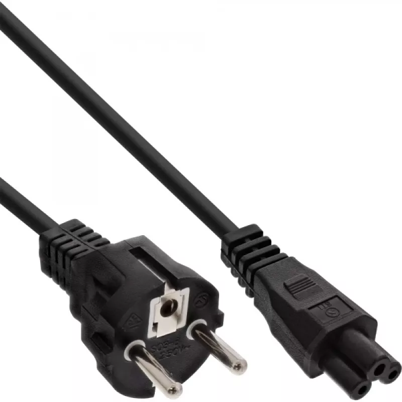 InLine Netzkabel Typ F deutsch / „Mickey Maus“ Notebookstecker schwarz 1 m