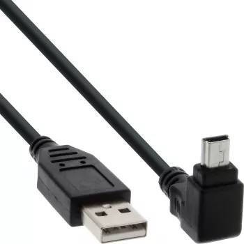 InLine USB Typ A Stecker / Mini-5-Pin-Stecker abgewinkelt 90° nach oben, Schwarz, 0,5 m