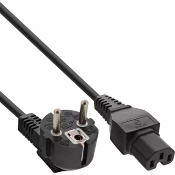 InLine Netzkabel, CEE7/7 gewinkelt auf C15 gerade, 3 x 1mm², schwarz, 3m
