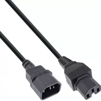 InLine Netzkabel-Verlängerung, hitzebeständiger Anschluss IEC-C15/IEC-C14 gerade, 1 m