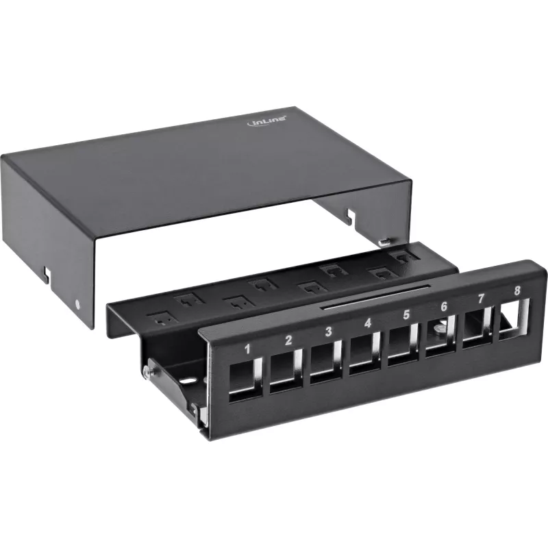 InLine Desktop-Konsolidierungspunktbox 8x Keystone RJ45, Metall, schwarz RAL9005