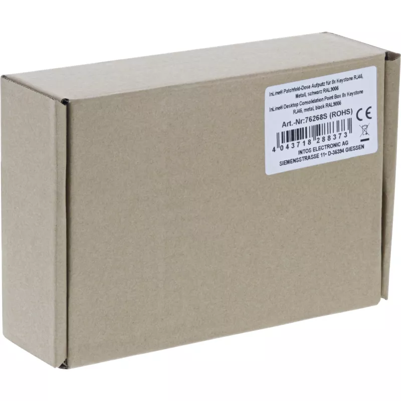 InLine Desktop-Konsolidierungspunktbox 8x Keystone RJ45, Metall, schwarz RAL9005