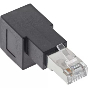 InLine Patchkabel-Adapter Cat.6A, RJ45 Stecker / Buchse, 90° abgewinkelt nach unten