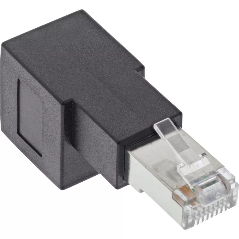 InLine Patchkabel-Adapter Cat.6A, RJ45 Stecker / Buchse, 90° abgewinkelt nach unten