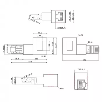 InLine Patchkabel-Adapter Cat.6A, RJ45 Stecker/Buchse, 90° nach links abgewinkelt