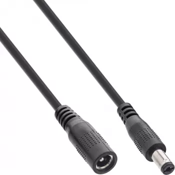 InLine DC-Verlängerungskabel, DC-Stecker männlich/weiblich 5,5x2,1 mm, schwarz, 2 m