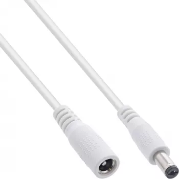 InLine DC-Verlängerungskabel, DC-Stecker/Buchse 5,5x2,1 mm, weiß, 2 m