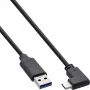 InLine USB 3.2 Kabel, USB-C Stecker gewinkelt auf USB-A Stecker, schwarz, 0,5 m