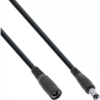 InLine DC-Verlängerungskabel, DC-Stecker/Buchse 5,5x2,1mm, AWG 18, schwarz, 5m