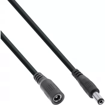 InLine DC-Verlängerungskabel, DC-Stecker/Buchse 5,5x2,5mm, AWG 18, schwarz 0,5m