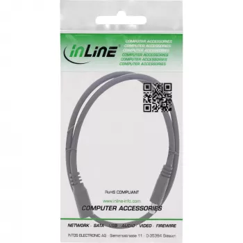 InLine DC-Verlängerungskabel, DC-Stecker/Buchse 5,5x2,5mm, AWG 18, schwarz 0,5m
