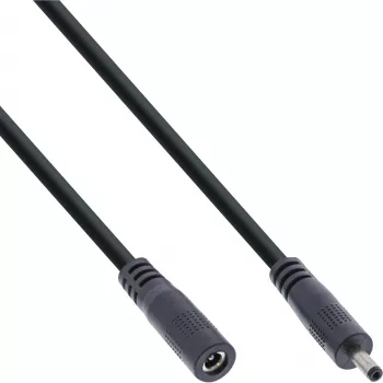 InLine DC-Verlängerungskabel, DC-Stecker/Buchse 3,5x1,35mm, AWG 18, schwarz 2m