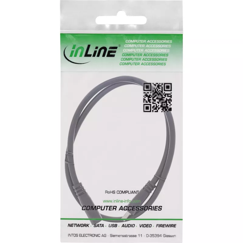 InLine DC-Verlängerungskabel, DC-Stecker/Buchse 3,5x1,35mm, AWG 18, schwarz 2m
