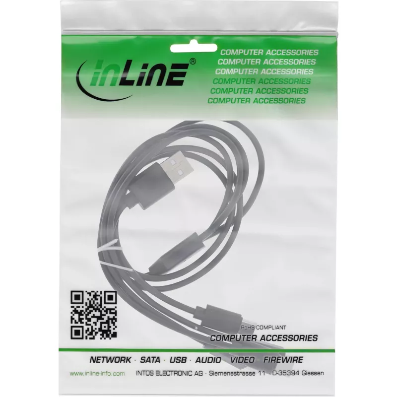 InLine USB 4in1 Y-Ladekabel, 1x USB-A Stecker auf 4x USB-C Stecker, schwarz 2m