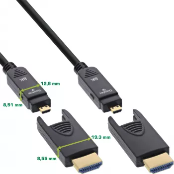 InLine HDMI AOC Kabel, Ultra High Speed HDMI, 8K4K, abnehmbarer Stecker, 20m