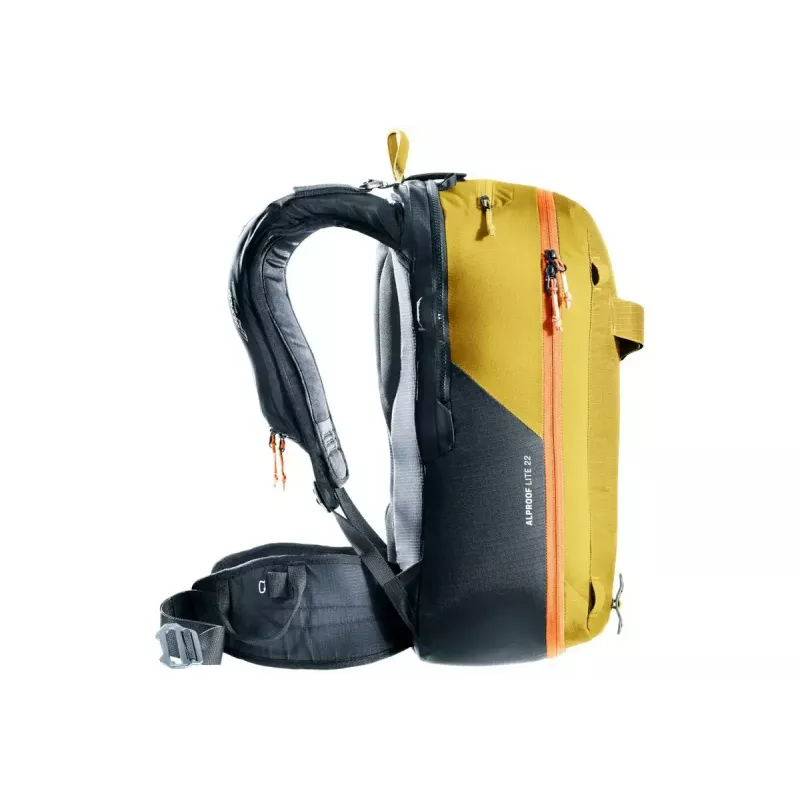 Lawinenrucksack DEUTER Alproof Lite 22 – 22 L, kurkuma/schwarz, leicht, zuverlässig