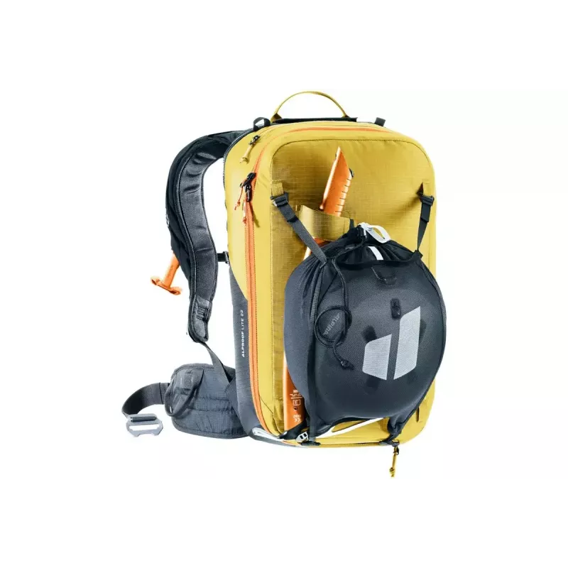 Lawinenrucksack DEUTER Alproof Lite 22 – 22 L, kurkuma/schwarz, leicht, zuverlässig