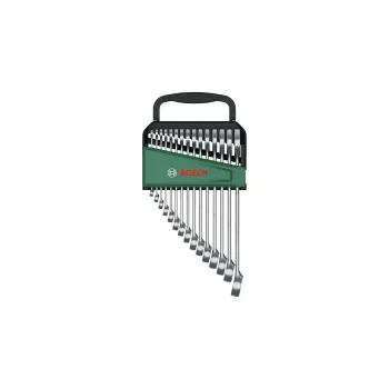 Bosch 1 600 A02 Z9E, 6,7,8,9,10,11,12,13,14,15,16,17,18,19,21 mm, Edelstahl, Chrom-Vanadium-Stahl, Satin, 15 Stück