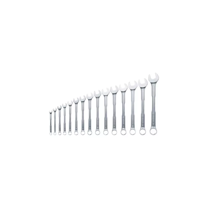 Bosch 1 600 A02 Z9E, 6,7,8,9,10,11,12,13,14,15,16,17,18,19,21 mm, Edelstahl, Chrom-Vanadium-Stahl, Satin, 15 Stück