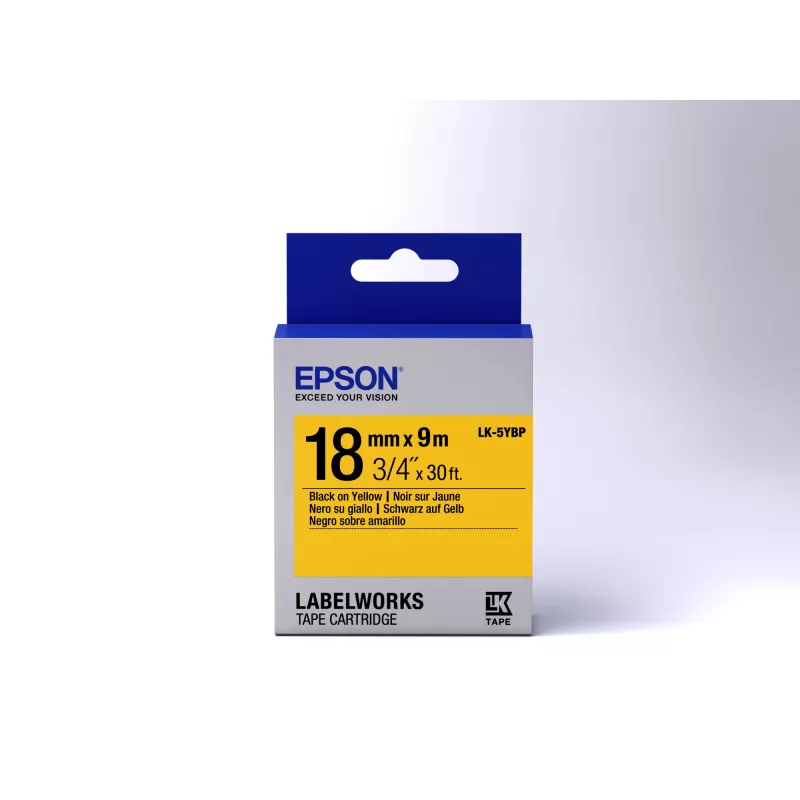 Epson Label Cartridge Pastel LK-5YBP Schwarz/Gelb 18mm (9m)