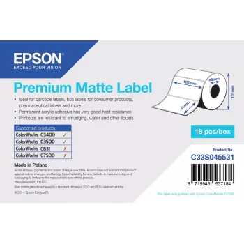 Epson Premium Mattes Etikett – gestanzte Rolle: 102 mm x 51 mm, 650 Etiketten