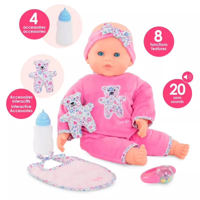 Simba‑Dickie Corolle 9000150050, interaktive Kleinkindpuppe, 42 cm, AA-Batterie, pink