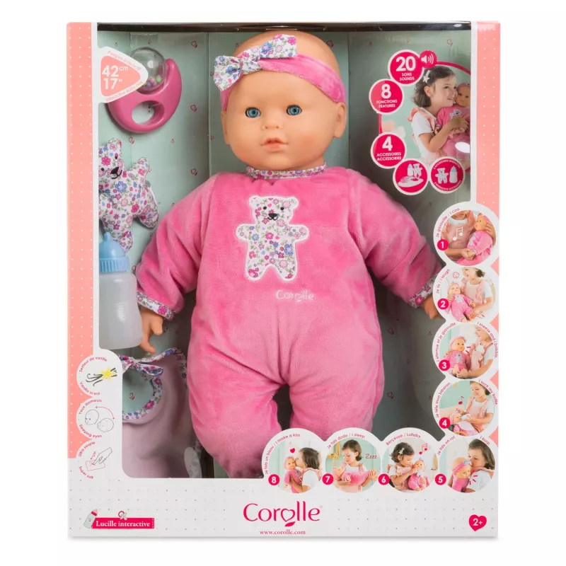 Simba‑Dickie Corolle 9000150050, interaktive Kleinkindpuppe, 42 cm, AA-Batterie, pink