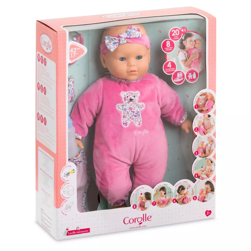 Simba‑Dickie Corolle 9000150050, interaktive Kleinkindpuppe, 42 cm, AA-Batterie, pink