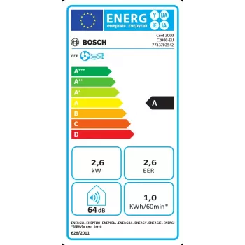 Tragbare Klimaanlage Bosch Cool 2000 — weiß, Klasse A, 1 kWh/h, R290, bis zu 88 m³