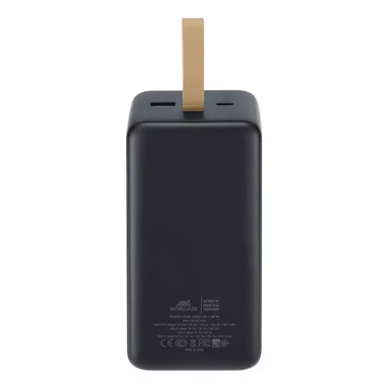 Powerbank Rivacase VA1084 Lithium-Polymer 40000 mAh, Quick Charge 3.0, 2× USB-C + 1× USB-A, Schwarz