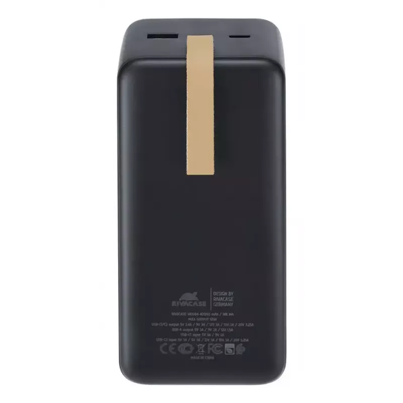 Powerbank Rivacase VA1084 Lithium-Polymer 40000 mAh, Quick Charge 3.0, 2× USB-C + 1× USB-A, Schwarz