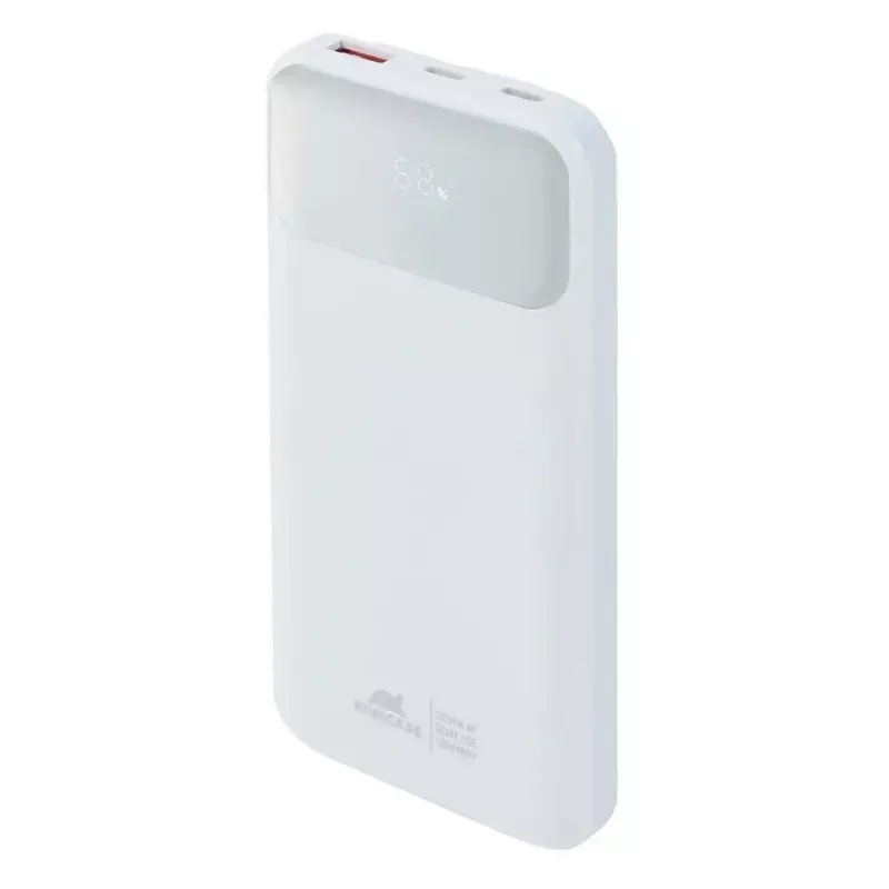 Tragbare Powerbank Rivacase VA2211WH — 10000 mAh, PD 3.0, QC 3.0, 1x USB-A + 2x USB-C, 22,5 W Ausgang
