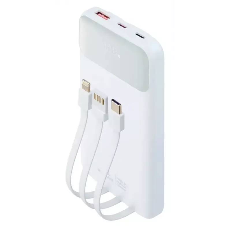 Tragbare Powerbank Rivacase VA2211WH — 10000 mAh, PD 3.0, QC 3.0, 1x USB-A + 2x USB-C, 22,5 W Ausgang