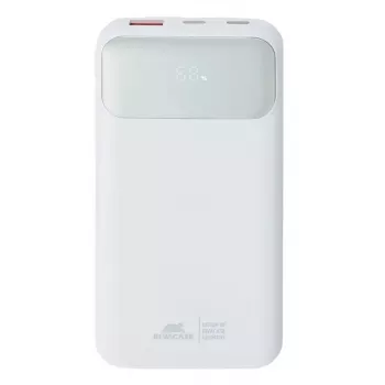 Tragbare Powerbank Rivacase VA2211WH — 10000 mAh, PD 3.0, QC 3.0, 1x USB-A + 2x USB-C, 22,5 W Ausgang