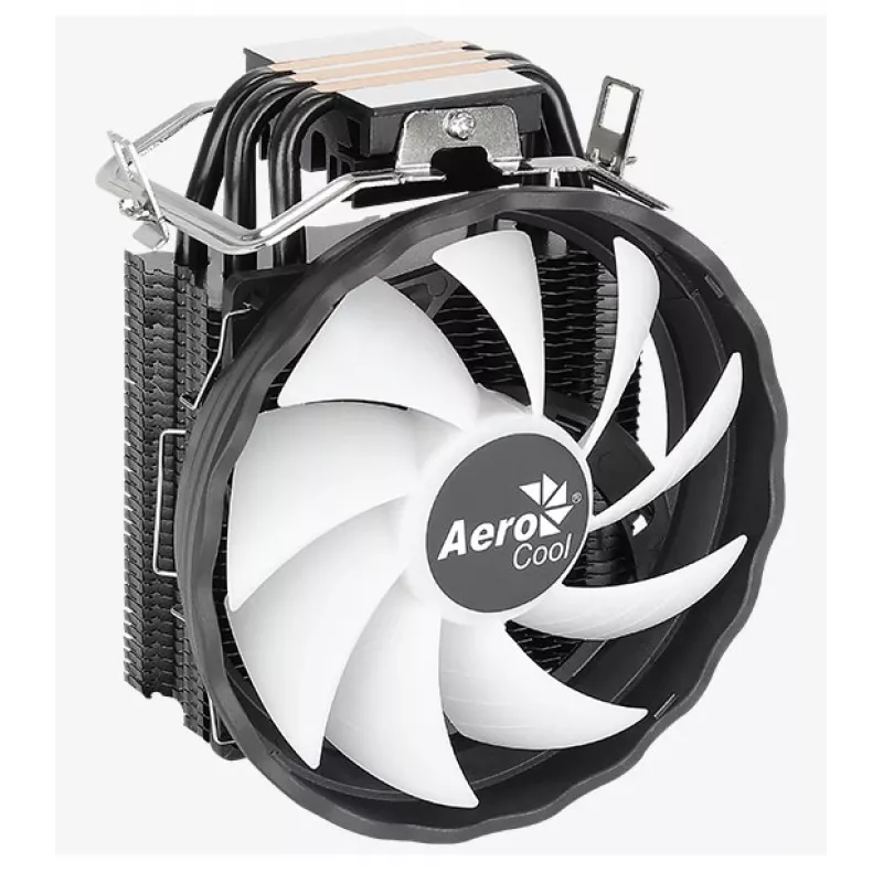 Luftkühler AEROCOOL Rave 3 FRGB 120 mm Schwarz Weiß — 3 Heatpipes, ARGB, Hydrauliklager, 1800 U/min