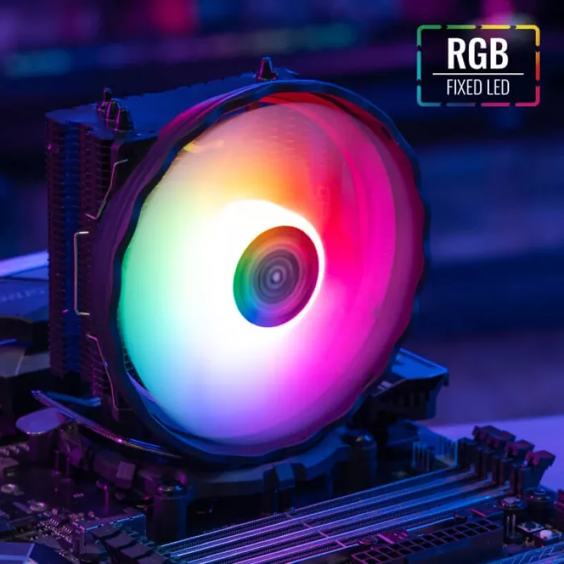 Luftkühler AEROCOOL Rave 3 FRGB 120 mm Schwarz Weiß — 3 Heatpipes, ARGB, Hydrauliklager, 1800 U/min