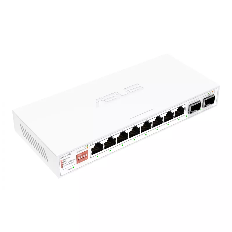 Unmanaged Ethernet Switch ASUS QG-U1080 — 8 × 2,5G RJ-45 Ports, MAC 16K, Weiß, 12V