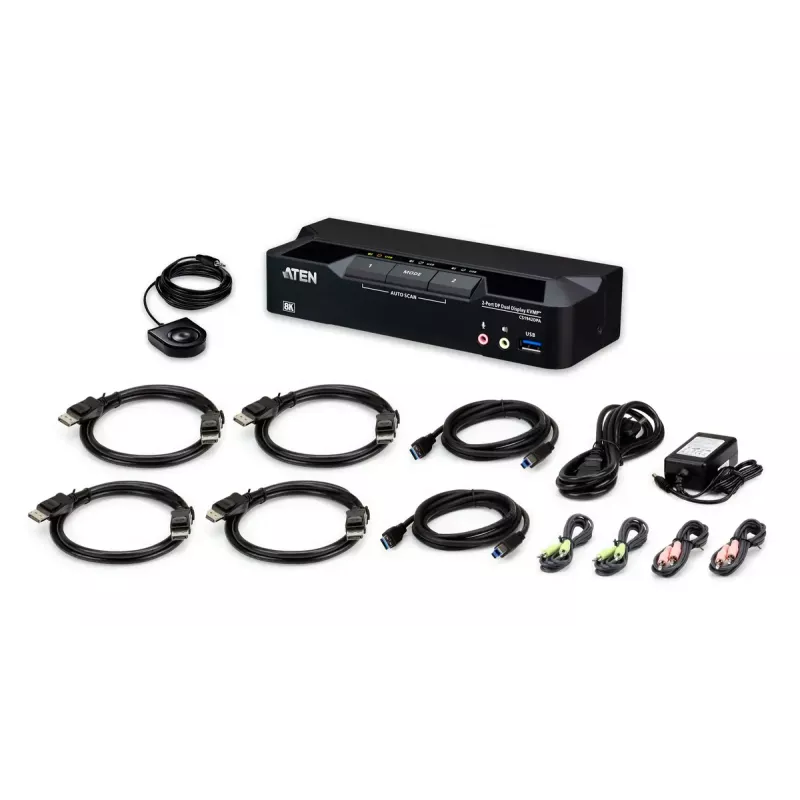 KVM Switch ATEN CS1942DPA 2‑Port USB 3.0 Dual‑Display DisplayPort 8K 60Hz