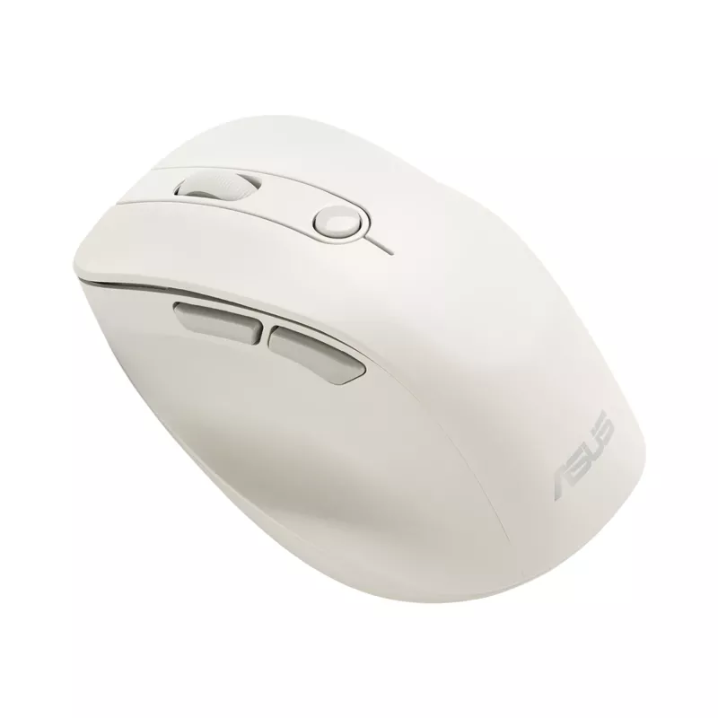 Kabellose Rechtshänder-Maus ASUS MD105 MK-WH — RF + Bluetooth, 2400 DPI, Rad, Batterie, Beige