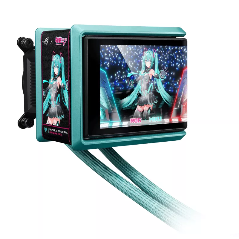 ASUS ROG RYUO IV 360 ARGB Hatsune Miku Edition Prozessor All-in-One-Flüssigkeitskühler 12 cm Schwarz, Türkis