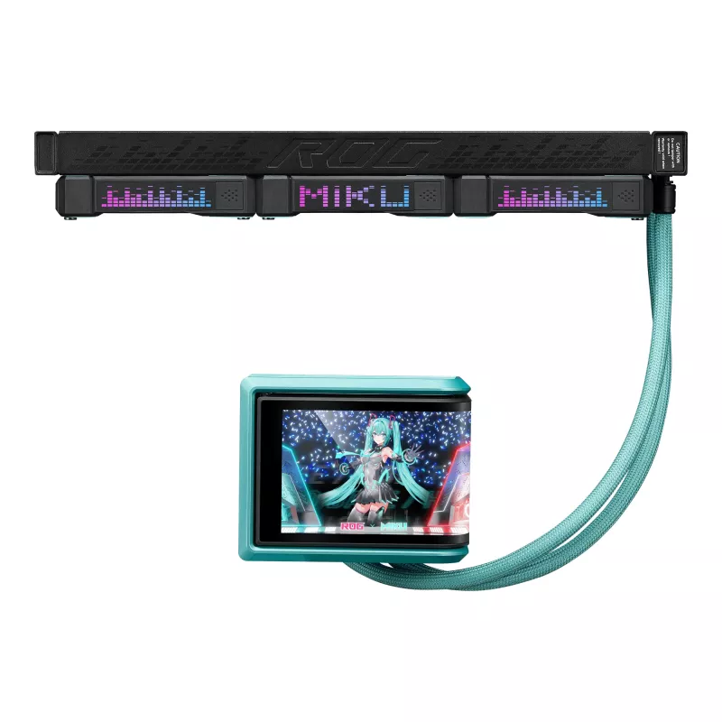 ASUS ROG RYUO IV 360 ARGB Hatsune Miku Edition Prozessor All-in-One-Flüssigkeitskühler 12 cm Schwarz, Türkis