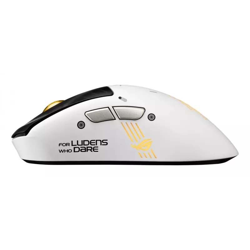 Gaming-Maus ASUS ROG Keris II Origin-KJP, rechtshändig, optisch 42.000 DPI, RF Wireless + Bluetooth + USB-A, 6 Tasten, mehrfarbig