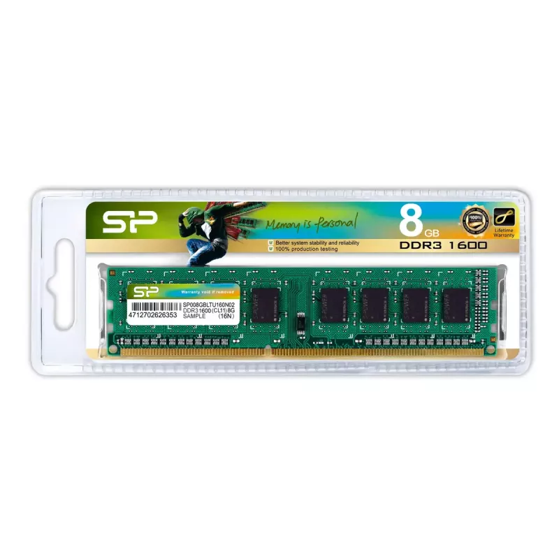 Desktop DDR3 UDIMM RAM Silicon Power 8GB 1600MHz CAS11 240-Pin 1,5V
