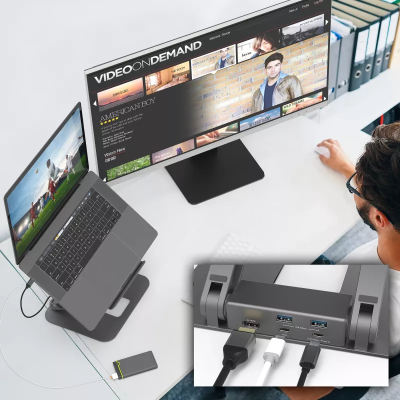 j5create JTS327 Multi-Angle 4K Docking Stand, Laptopständer, Grau, Aluminium, 40,6 cm (16 Zoll), 4 kg, Windows-Laptop / Mac